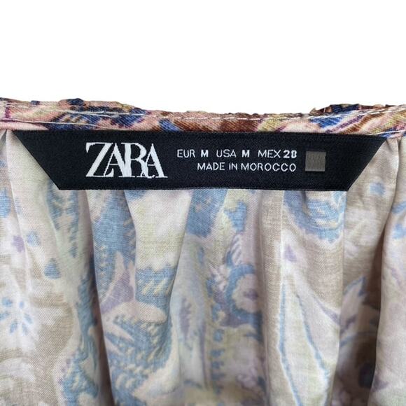 Zara Brown, Blue and Green Paisley Oversized Silky Blouse - Medium - Picture 5 of 5